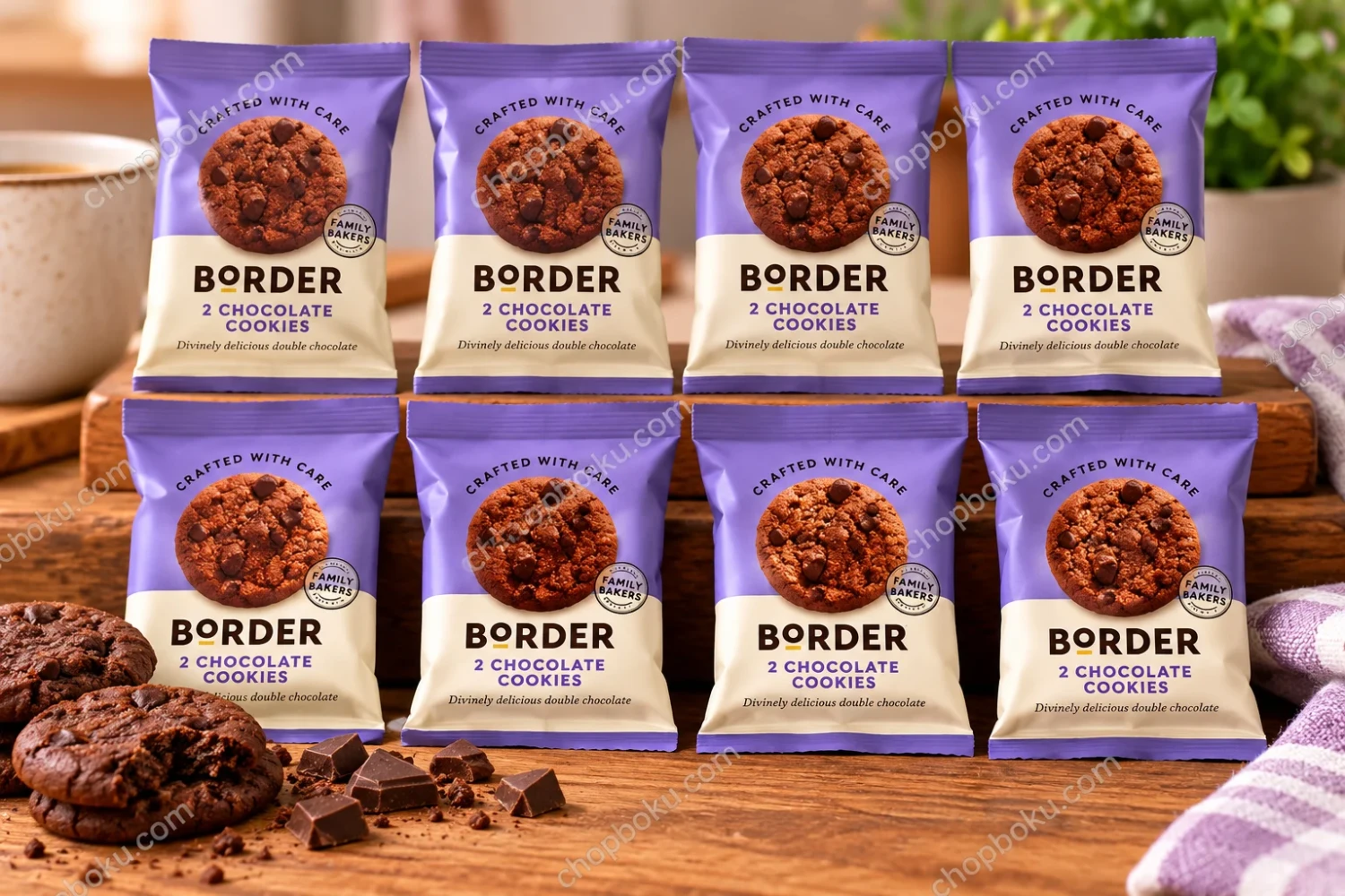Divinely Chocolatey Cookies – Luxury Mini Packs of 2 Border Biscuits (Pack of 8)