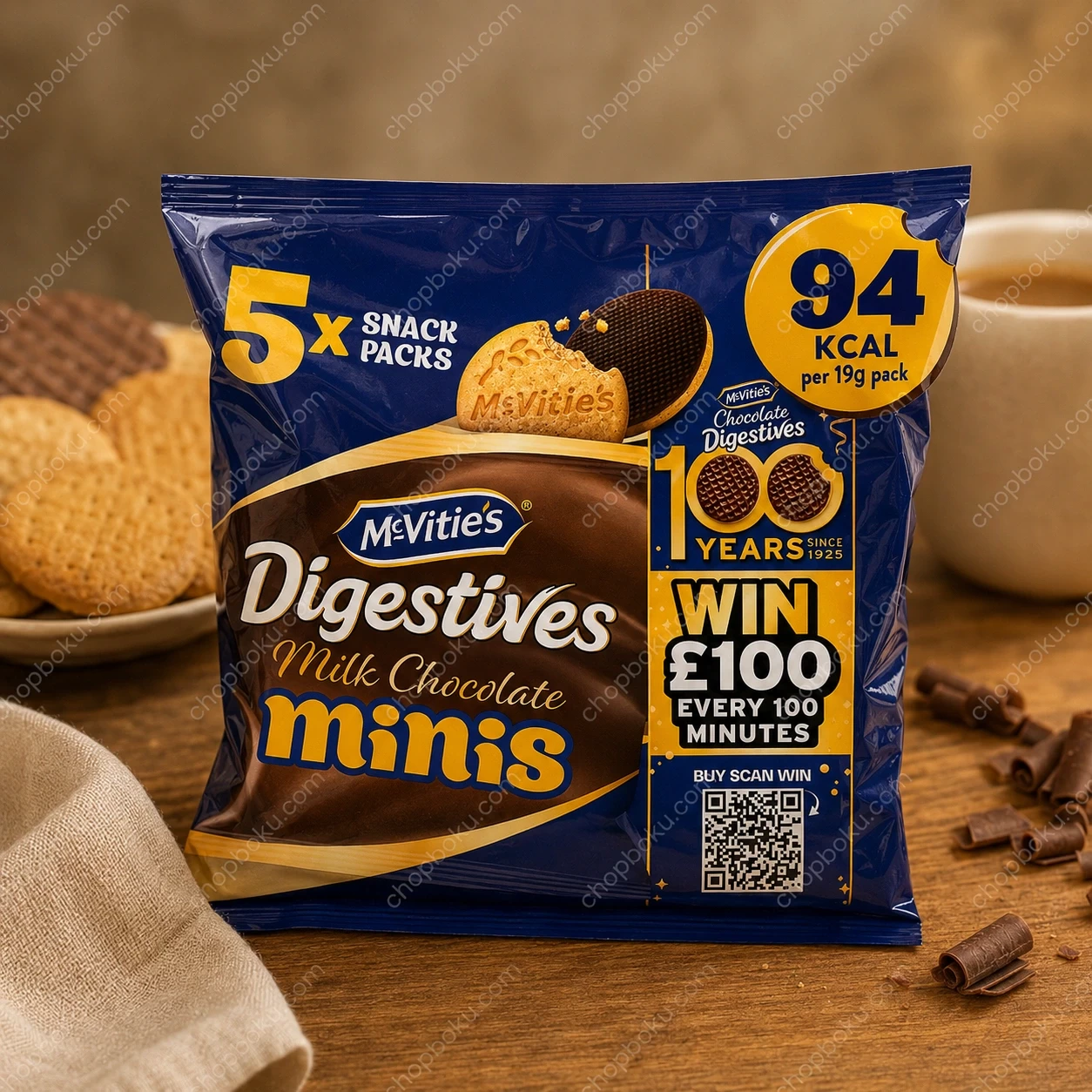 McVitie's Digestives Milk Chocolate Mini Biscuits Snack Multi-Pack 5 × 19g (95g)