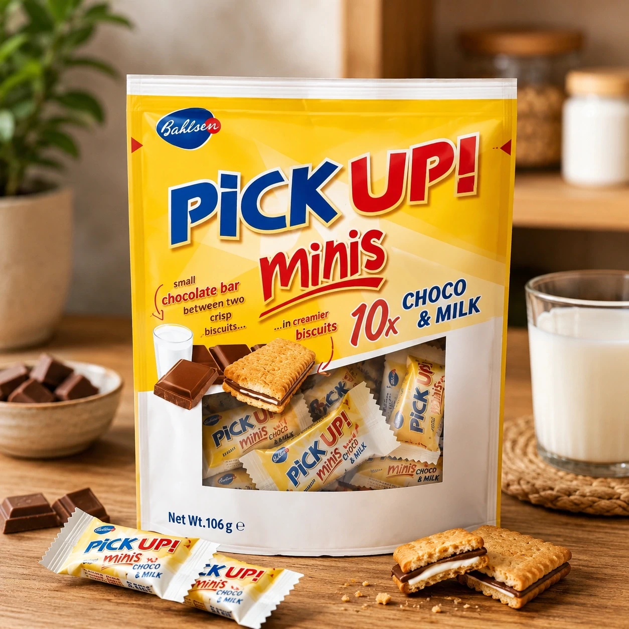 Bahlsen PiCK UP! Choco & Milk Cream Biscuits 106g – Crunchy Chocolate Sandwich Biscuits in Lagos Nigeria