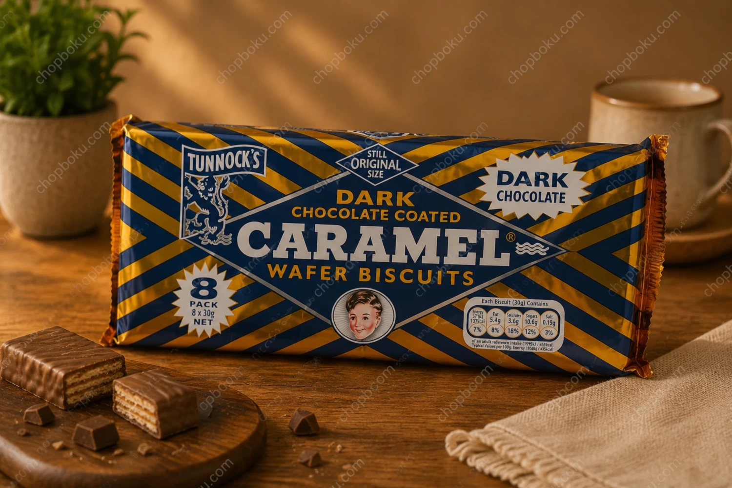 Tunnock's Dark Chocolate Caramel Wafers 8 Pack (240g)