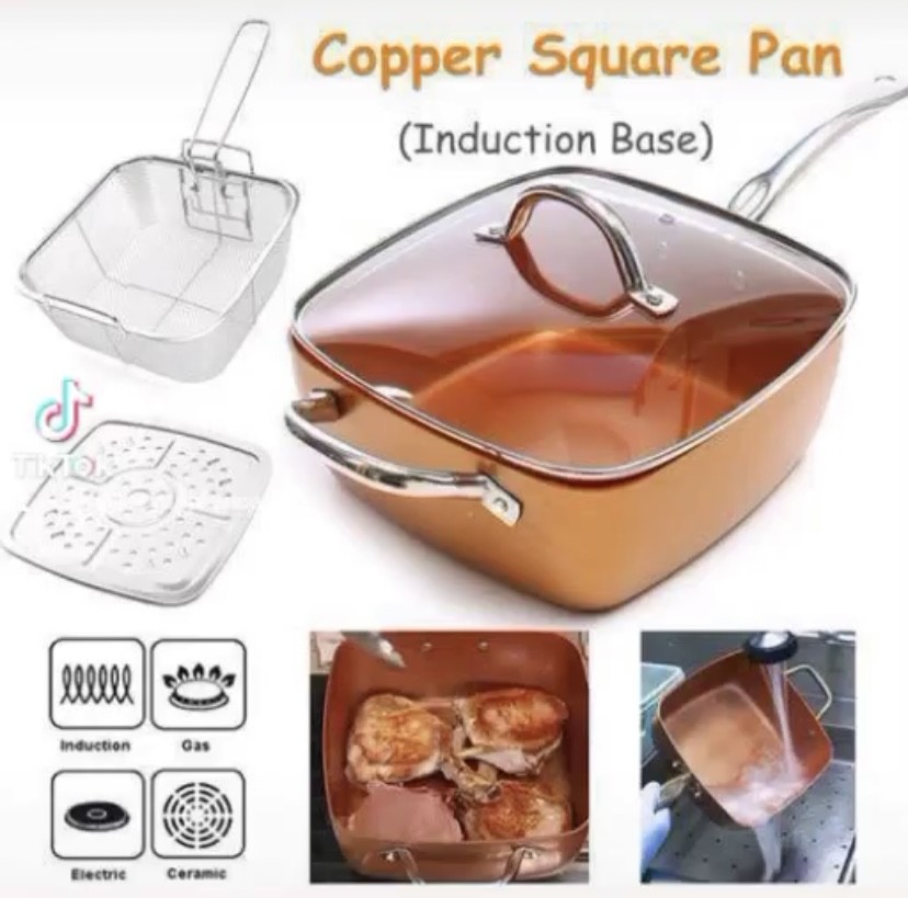 Copper deep Non-stick pan-4pcs
