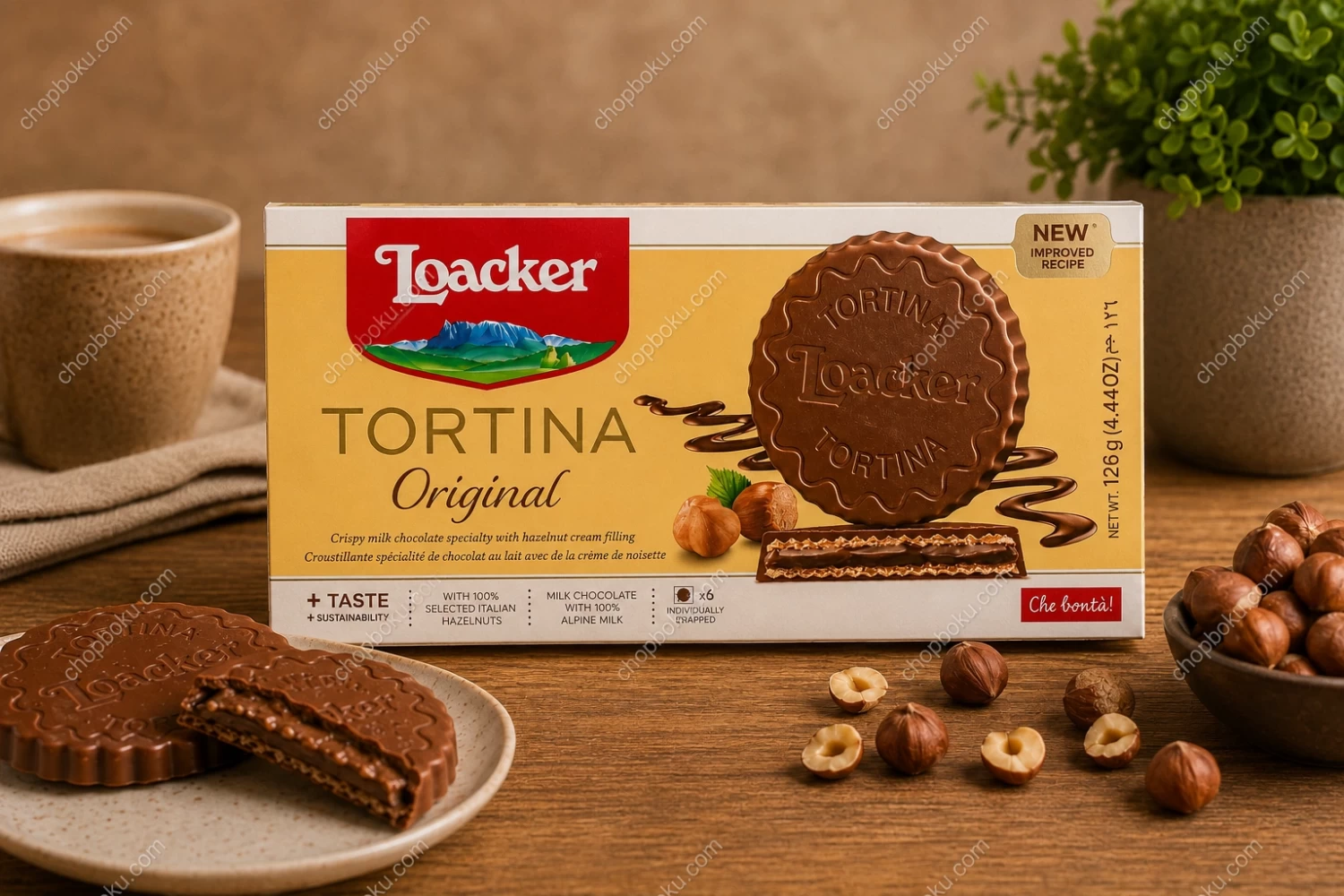 Loacker Tortina Original Hazelnut & Milk Chocolate Wafer 125g (6 × 21g)