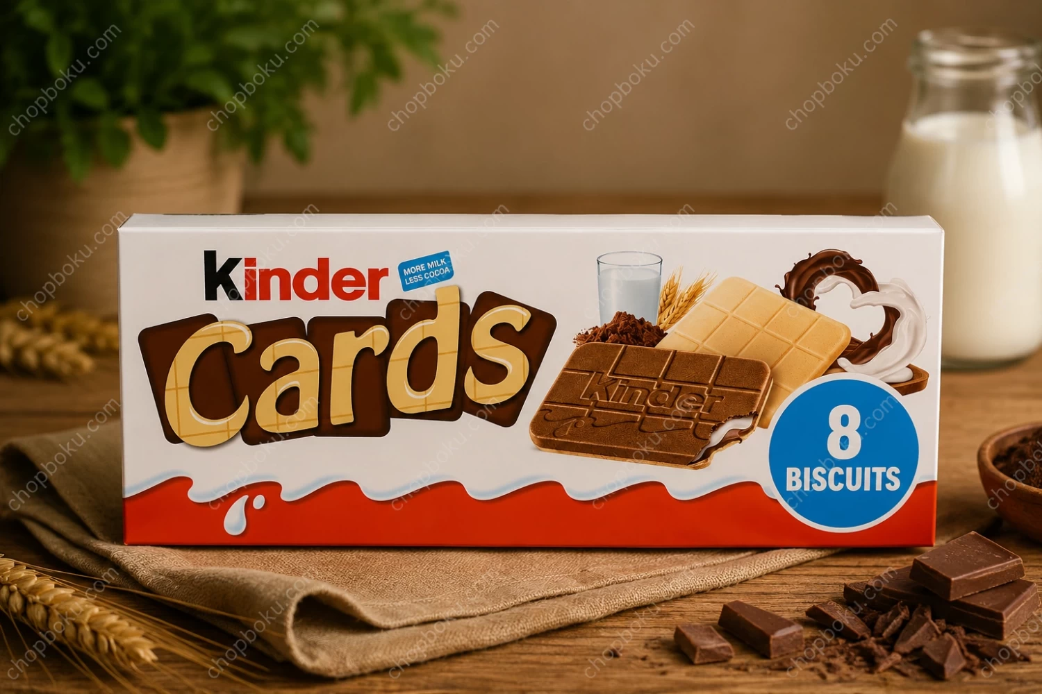 Kinder Cards Cocoa & Milk Biscuit Wafers Multipack 8 × 12.8g