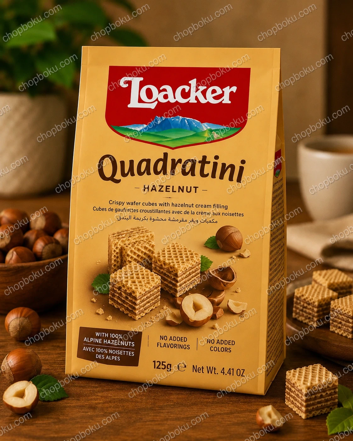 Loacker Quadratini Hazelnut Wafer Cubes 125g – Premium Italian Hazelnut Wafers in Lagos Nigeria